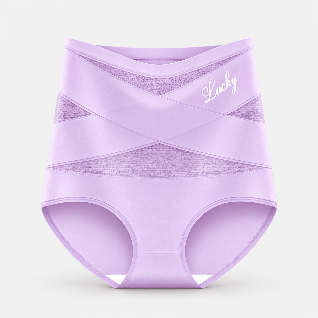 A purple high-waisted shaping underwear displayed on a simple, clean background.