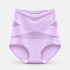 A purple high-waisted shaping underwear displayed on a simple, clean background.