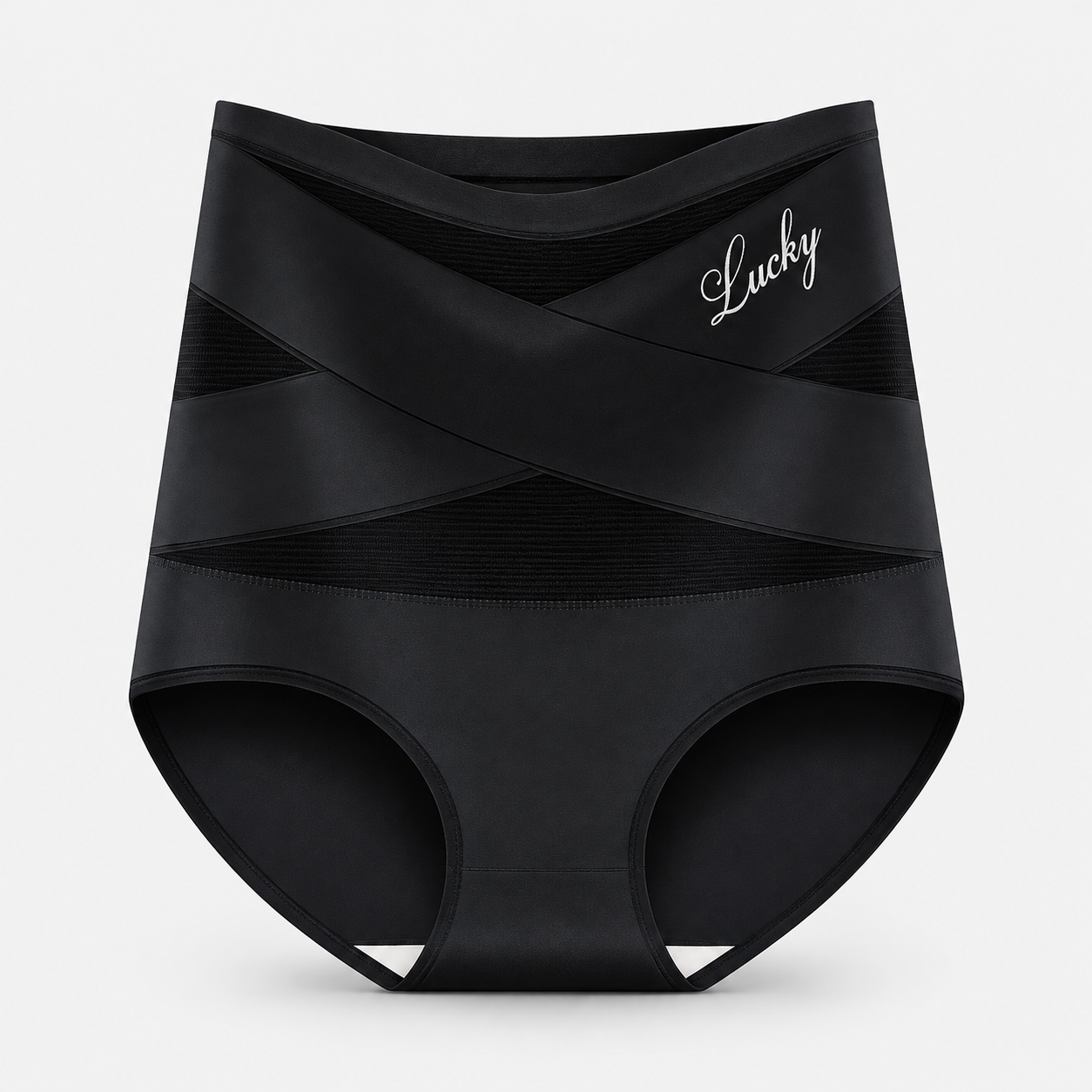 Comparison shot of the shaping underwear next to a regular brief, showing the high-waisted coverage.