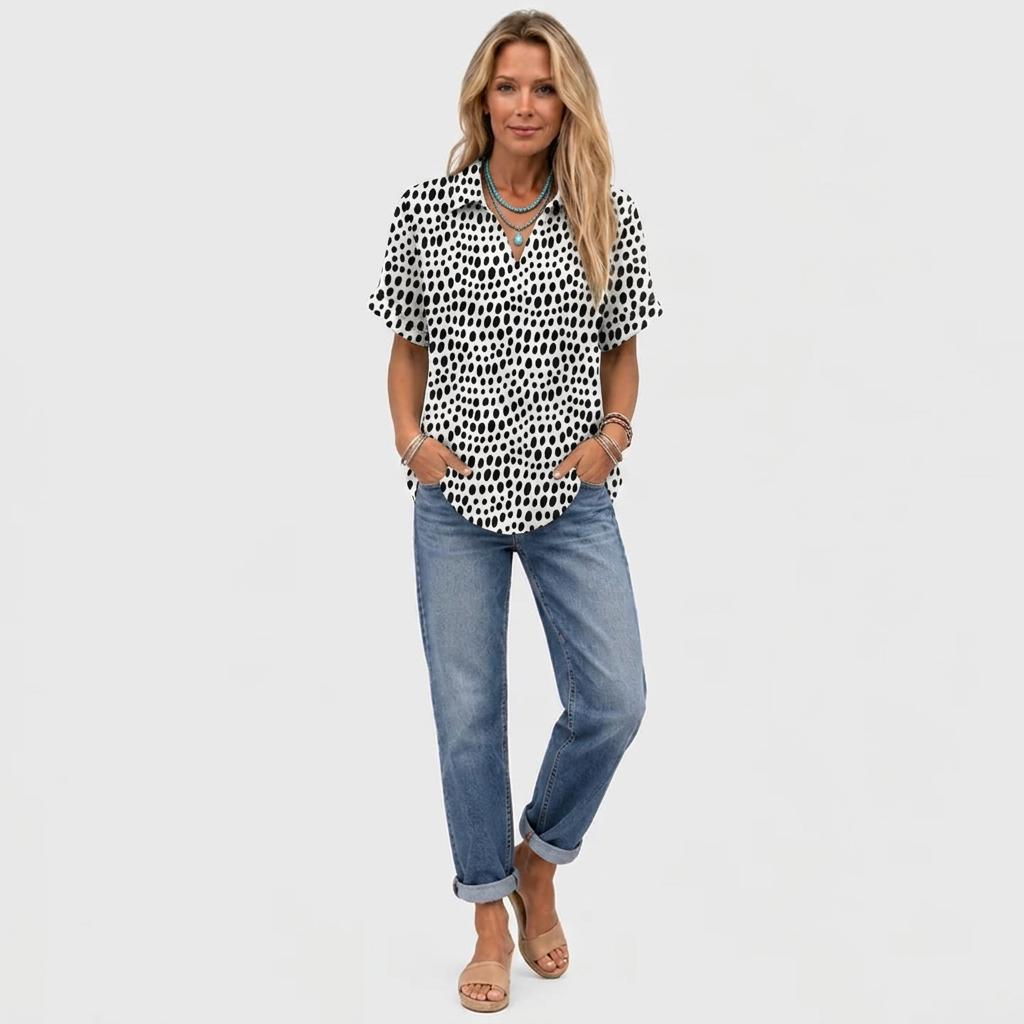 Mirabel | Polka Dot Collared Top