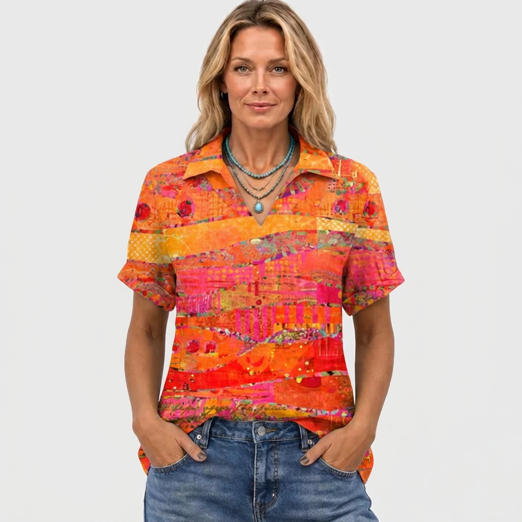 Pamela | Abstract Collared Top