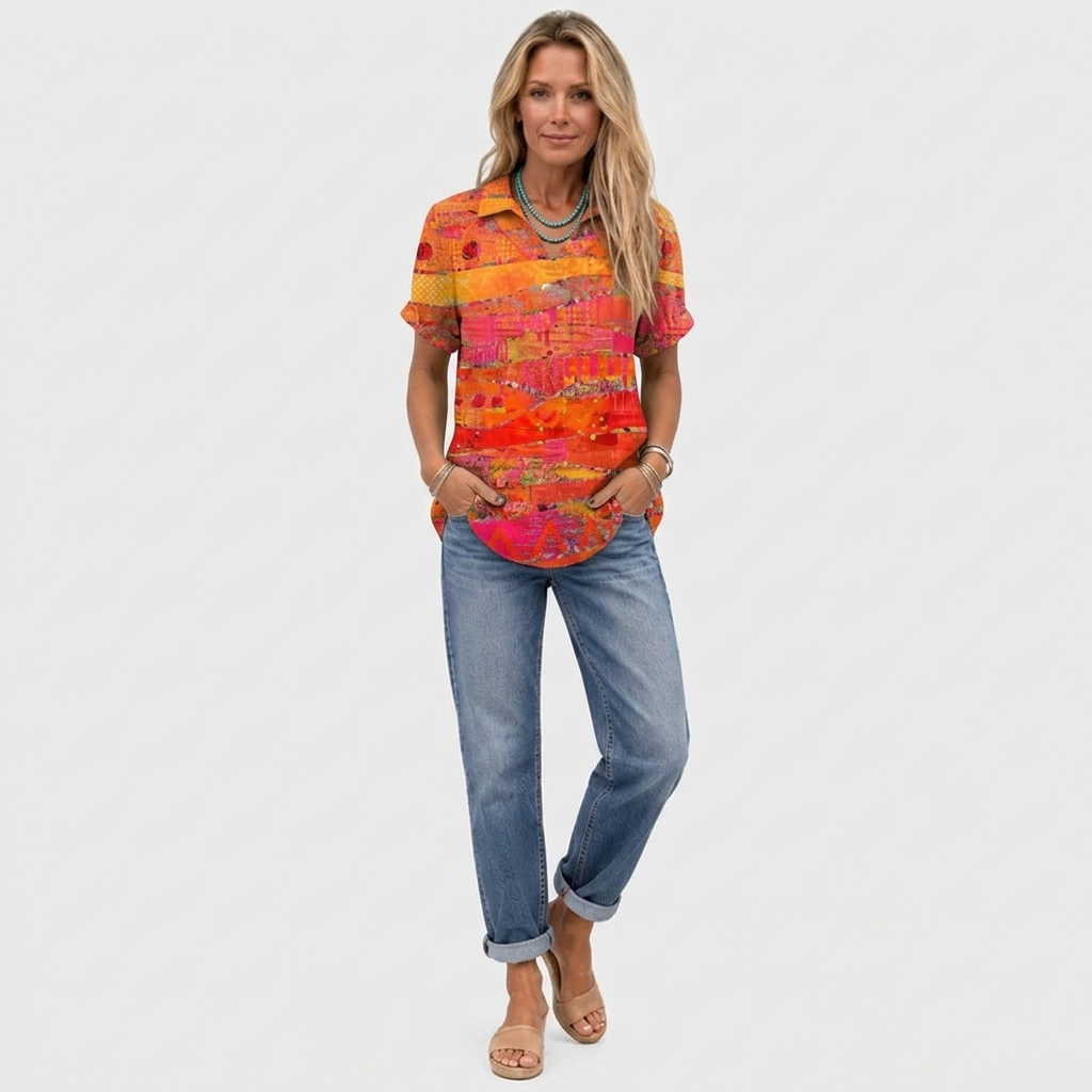 Pamela | Abstract Collared Top