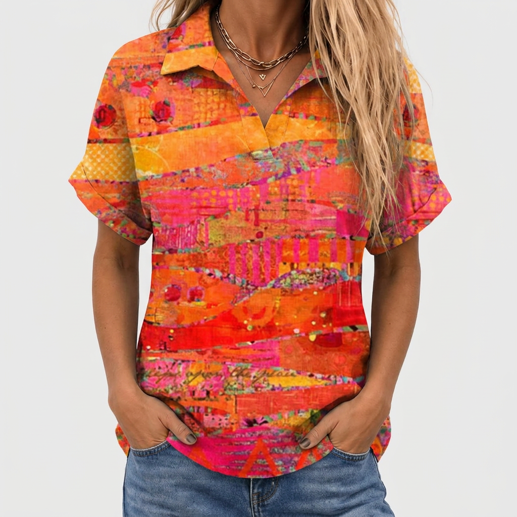 Pamela | Abstract Collared Top