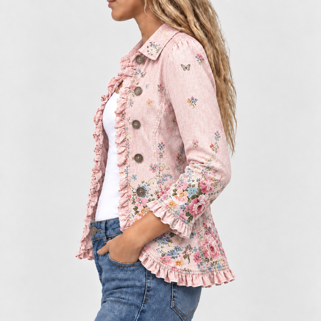 Felicity | Floral Ruffle Button-Up Jacket