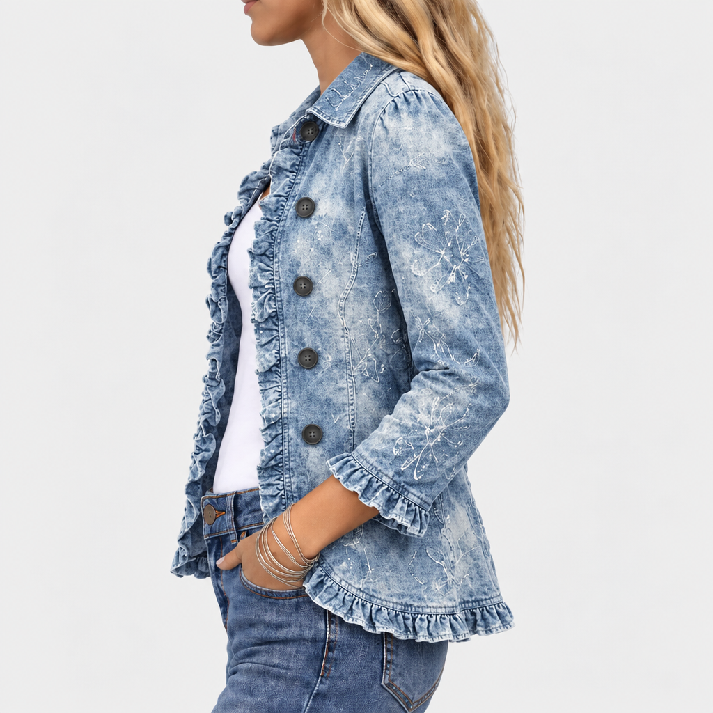 Rosamund | Vintage Botanical Print Ruffle Jacket