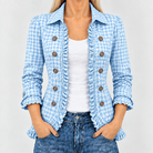 Henrietta | Gingham Ruffle Button-Up Jacket
