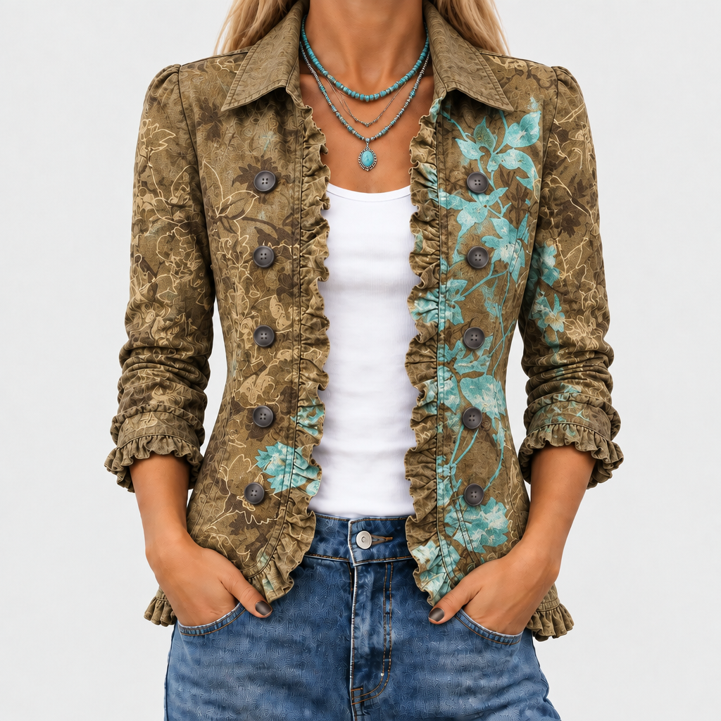 Delphine | Floral Gradient Ruffle Jacket