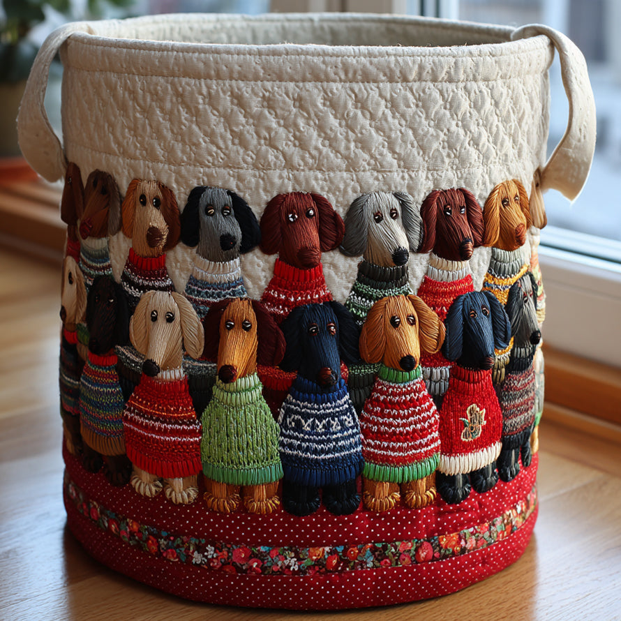 Cosy Dachshund Parade Laundry Basket