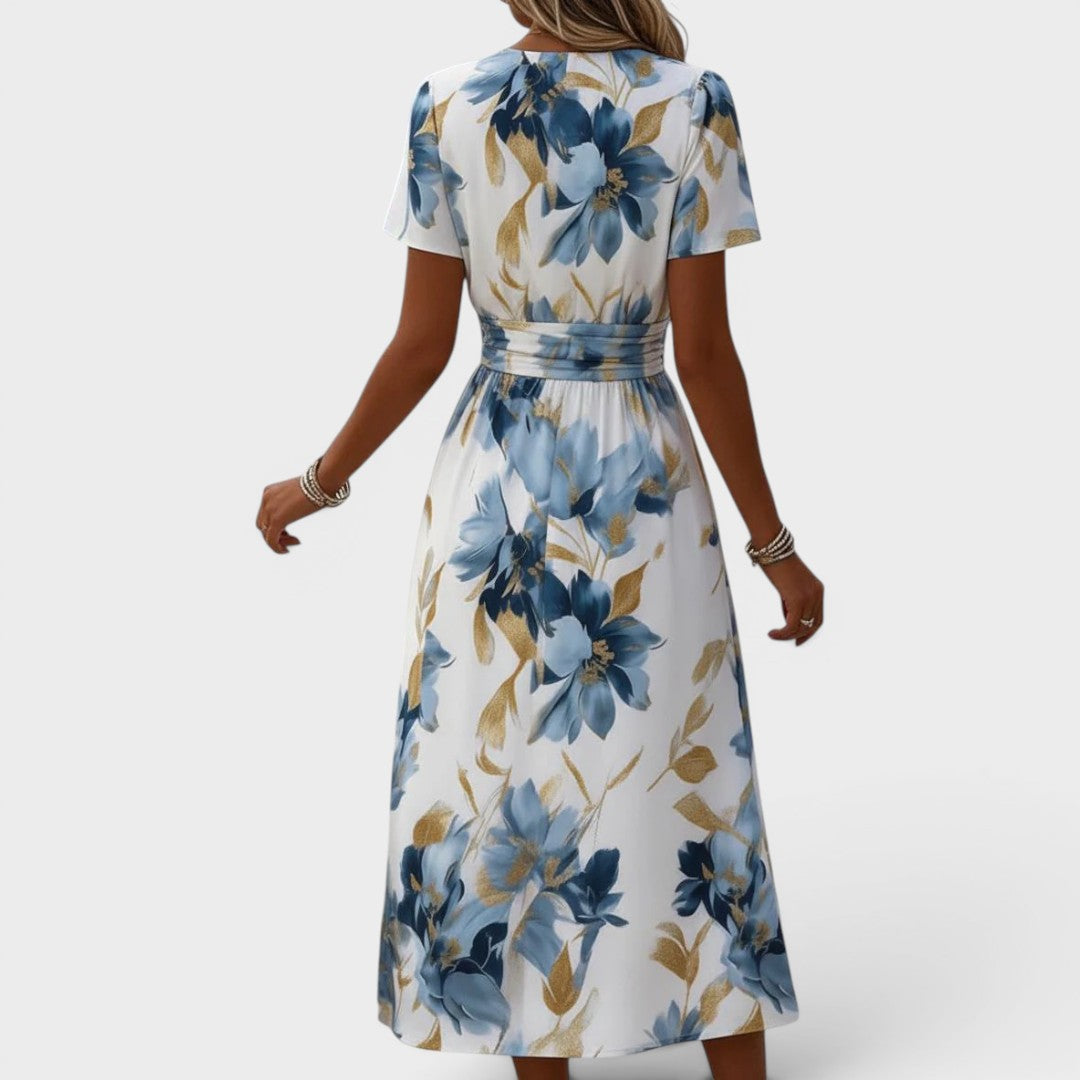 Solange | Floral Wrap Waist Midi Dress