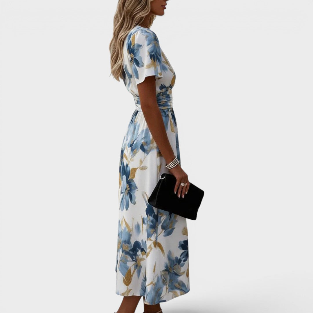 Solange | Floral Wrap Waist Midi Dress