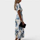 Solange | Floral Wrap Waist Midi Dress