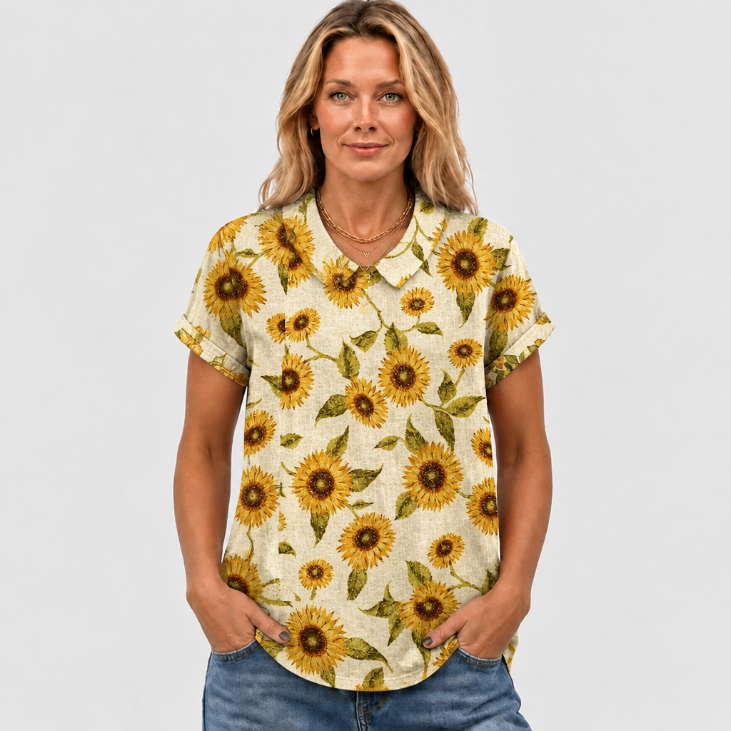 Lavinia | Sunflower Collared Top