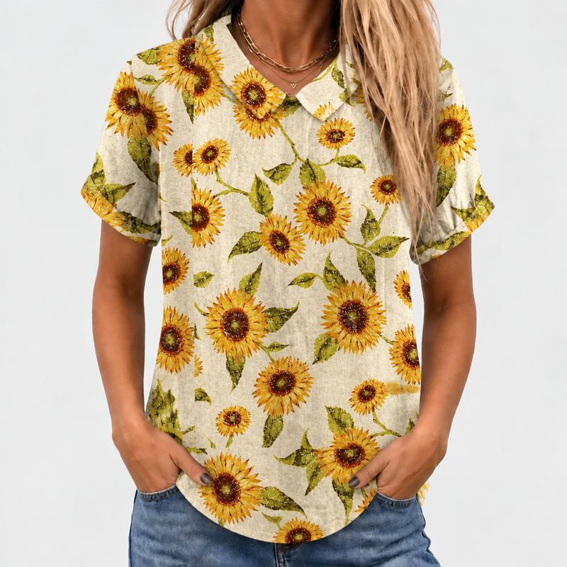 Lavinia | Sunflower Collared Top