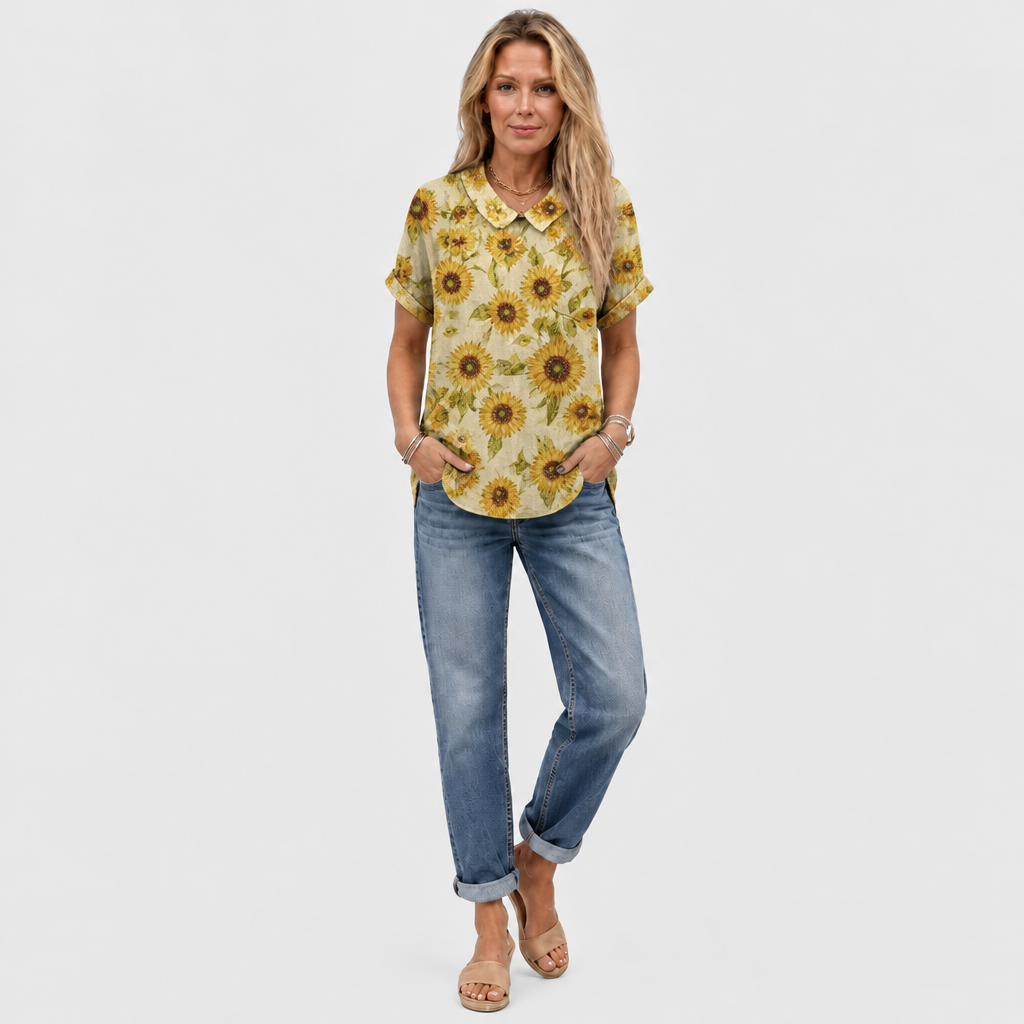 Lavinia | Sunflower Collared Top