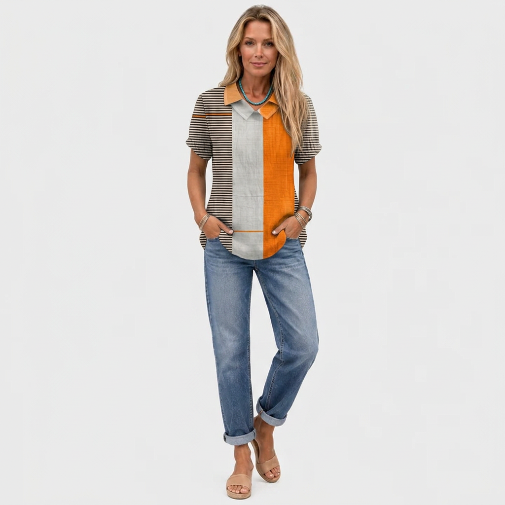 Kathleen | Colourblock Collared Top