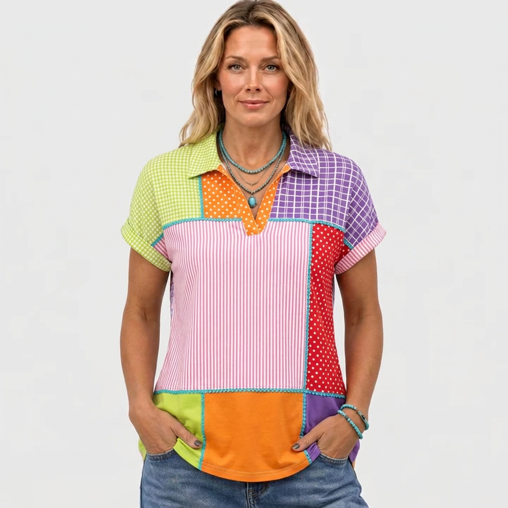 Augusta | Patchwork Collared Top