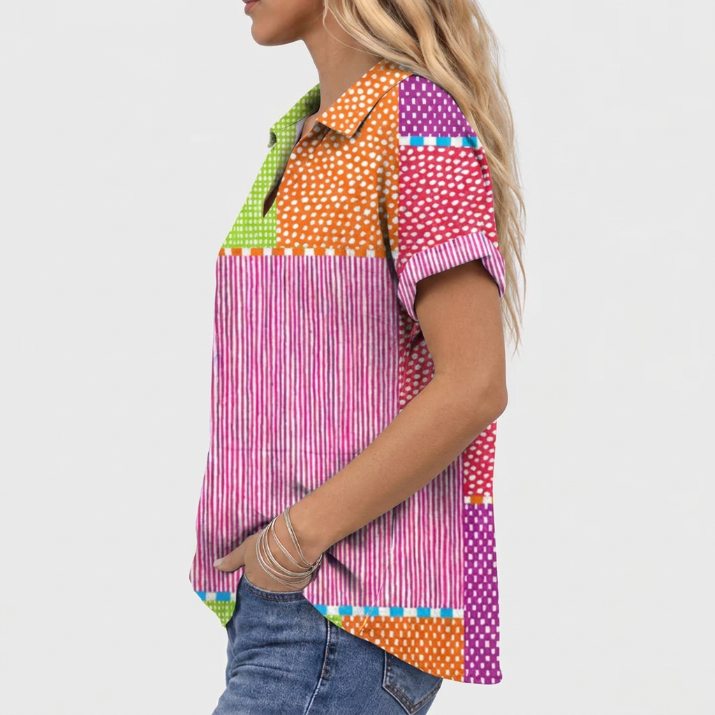 Augusta | Patchwork Collared Top