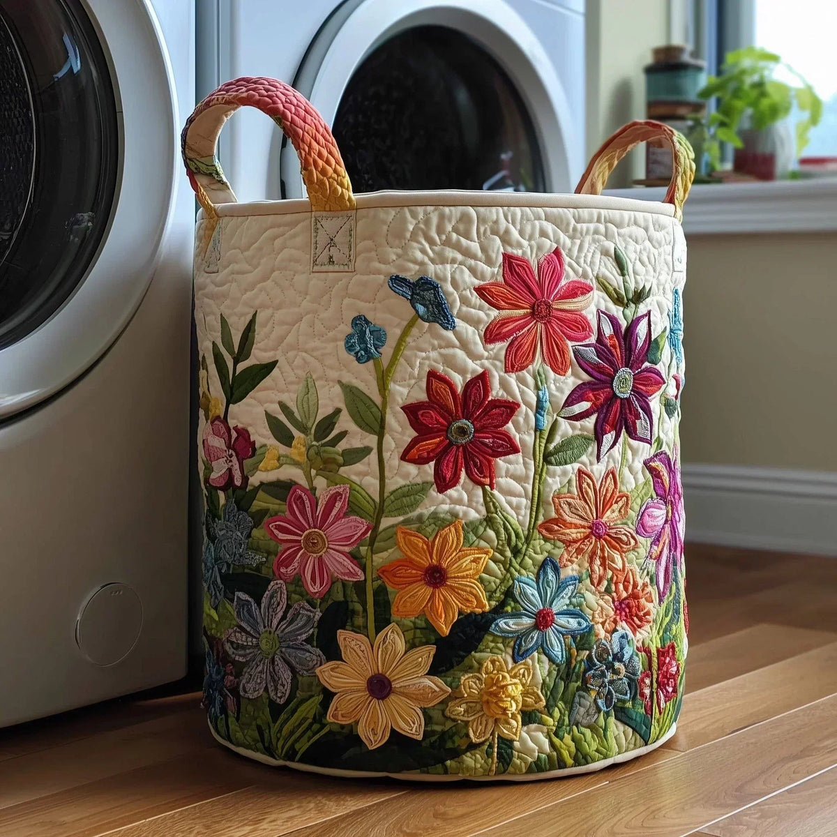 Painted Wildflower Garden Laundry Basket