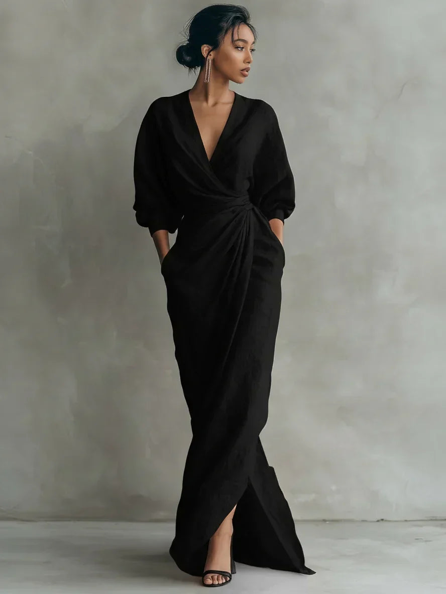 Zylah | Draped V-Neck Maxi Dress