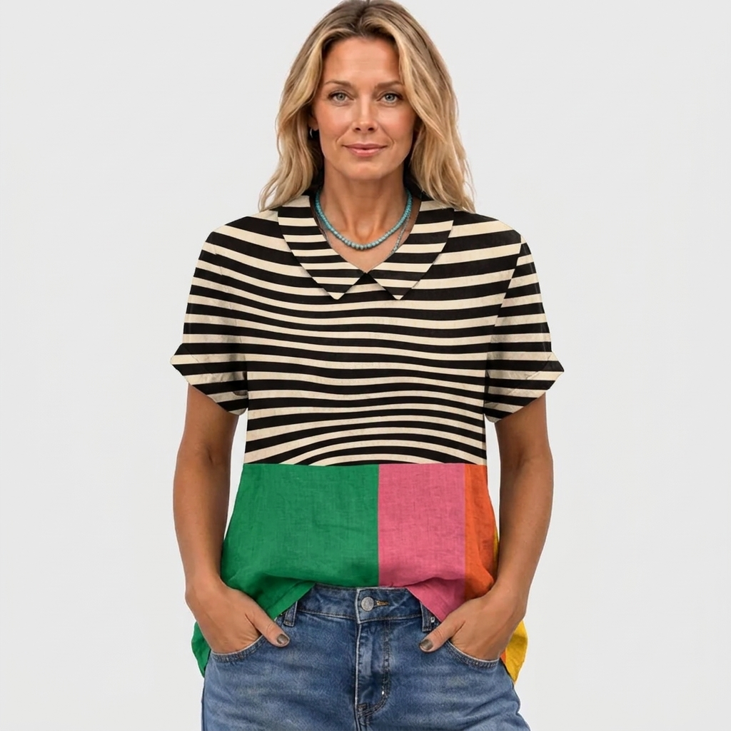 Ottilie | Colourblock Collared Top
