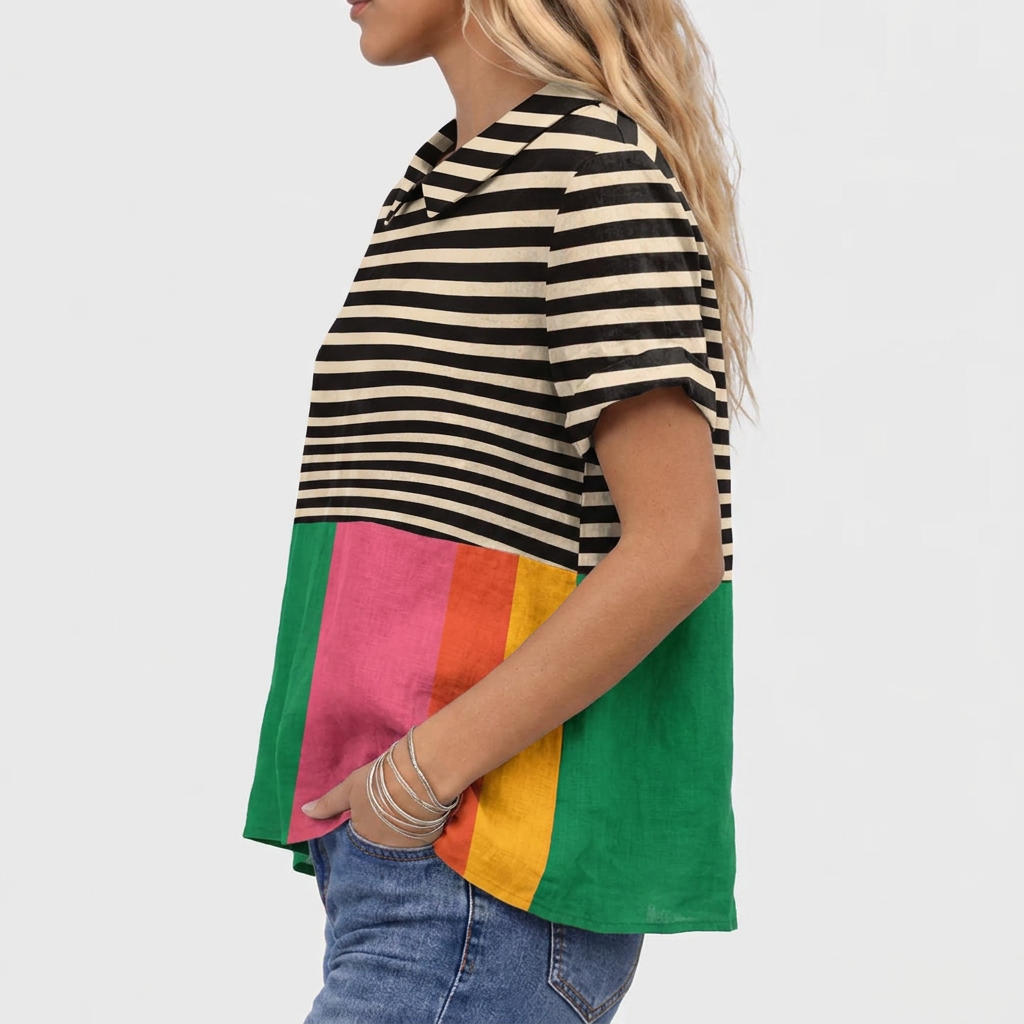 Ottilie | Colourblock Collared Top