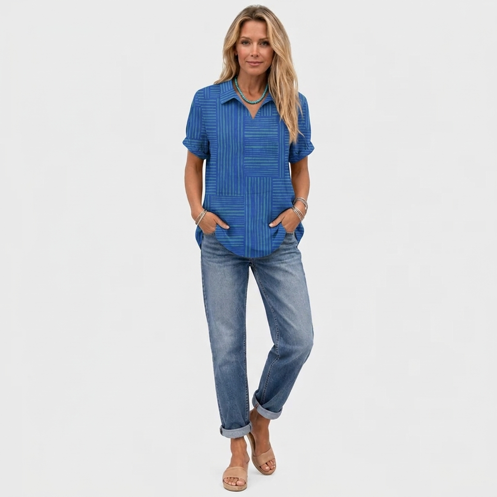 Marcella | Geometric Collared Top