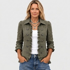 Marigold | Retro Green Floral Embroidered Ruffle Jacket