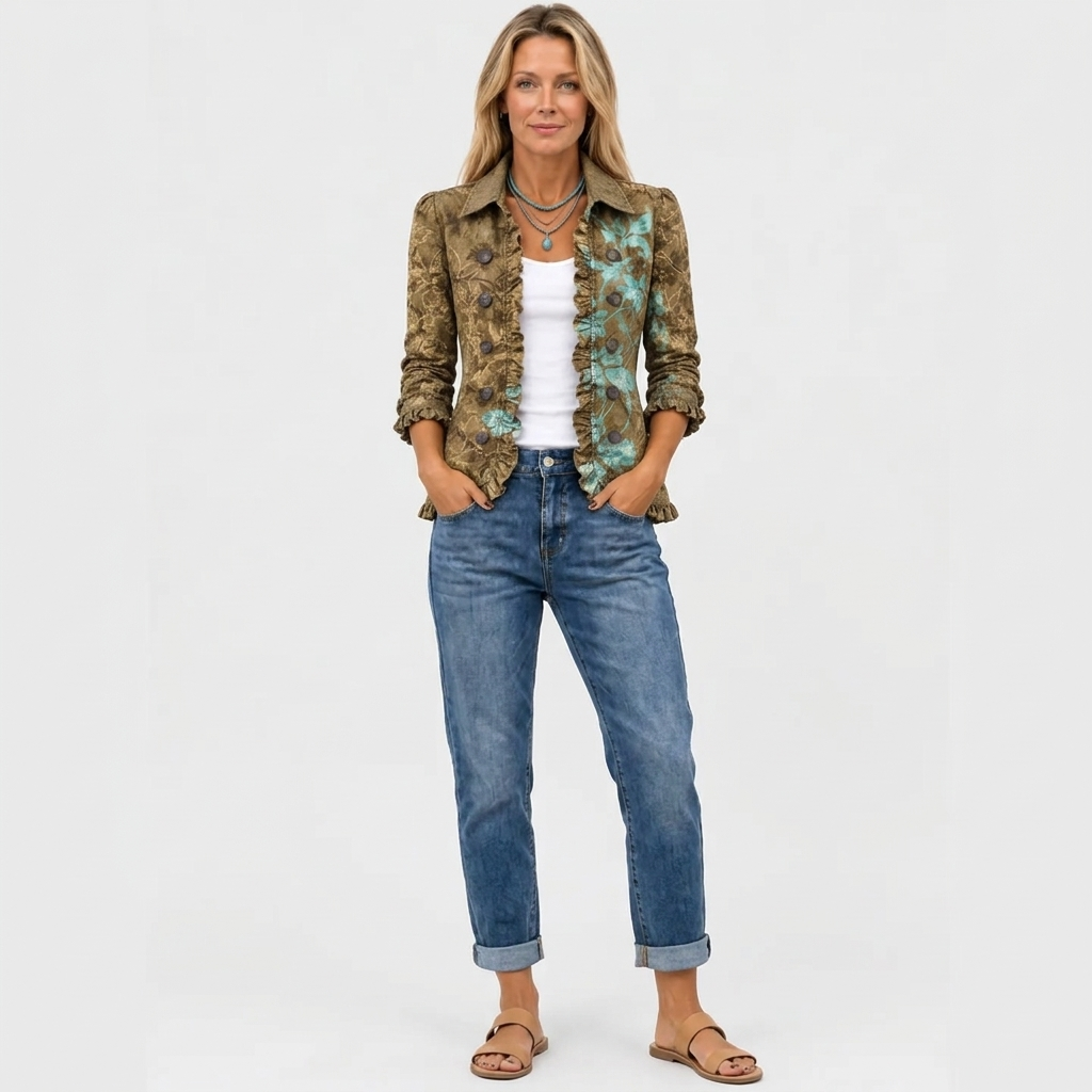 Delphine | Floral Gradient Ruffle Jacket
