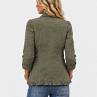 Marigold | Retro Green Floral Embroidered Ruffle Jacket