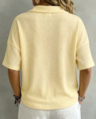 Ondine - Textured Waffle Polo Top – view 3