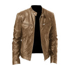 Interior lining detail of the dark brown Alden leather jacket, suggesting comfort and quality.