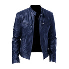 White Alden leather jacket displayed against a contrasting background, highlighting its striking appearance.