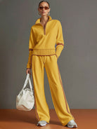 Close-up of the soft-touch fabric of the Anouk relaxed fit pants, emphasizing texture and quality.