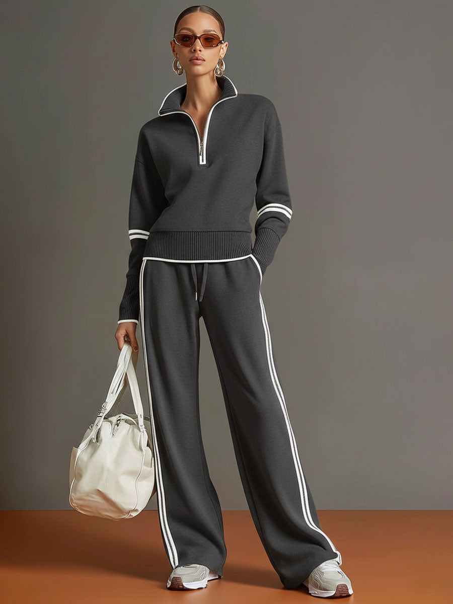 Side view of a woman wearing Anouk relaxed fit pants, showing the comfortable waistband and natural fall.