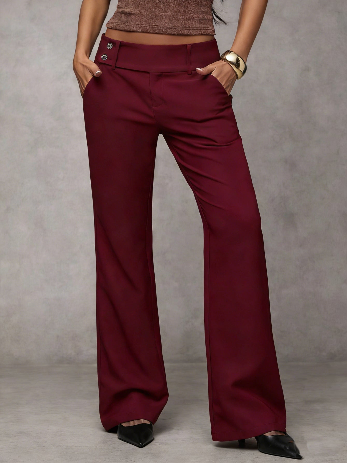Flat lay of the loose fit trousers in various available colors, offering a comprehensive view of the range.