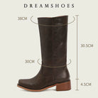 Detail shot of the toe design on the dark brown Calandra classic western boots, emphasizing craftsmanship.