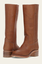 Side profile of Calandra classic western boots in yellow, highlighting the stacked block heel and clean silhouette.