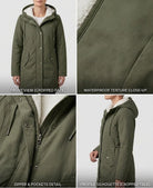 Close-up of the Elara parka's collar area, highlighting the transition from outer shell to soft fleece.