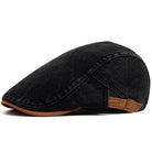 Detail of the internal lining and stitching of the premium denim flat cap, indicating craftsmanship.