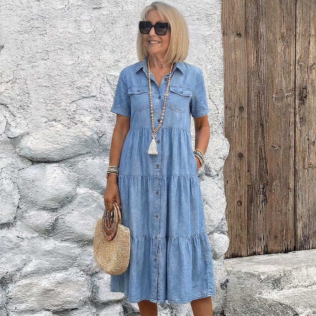 Bryony - Tiered Button-Front Midi Dress product image