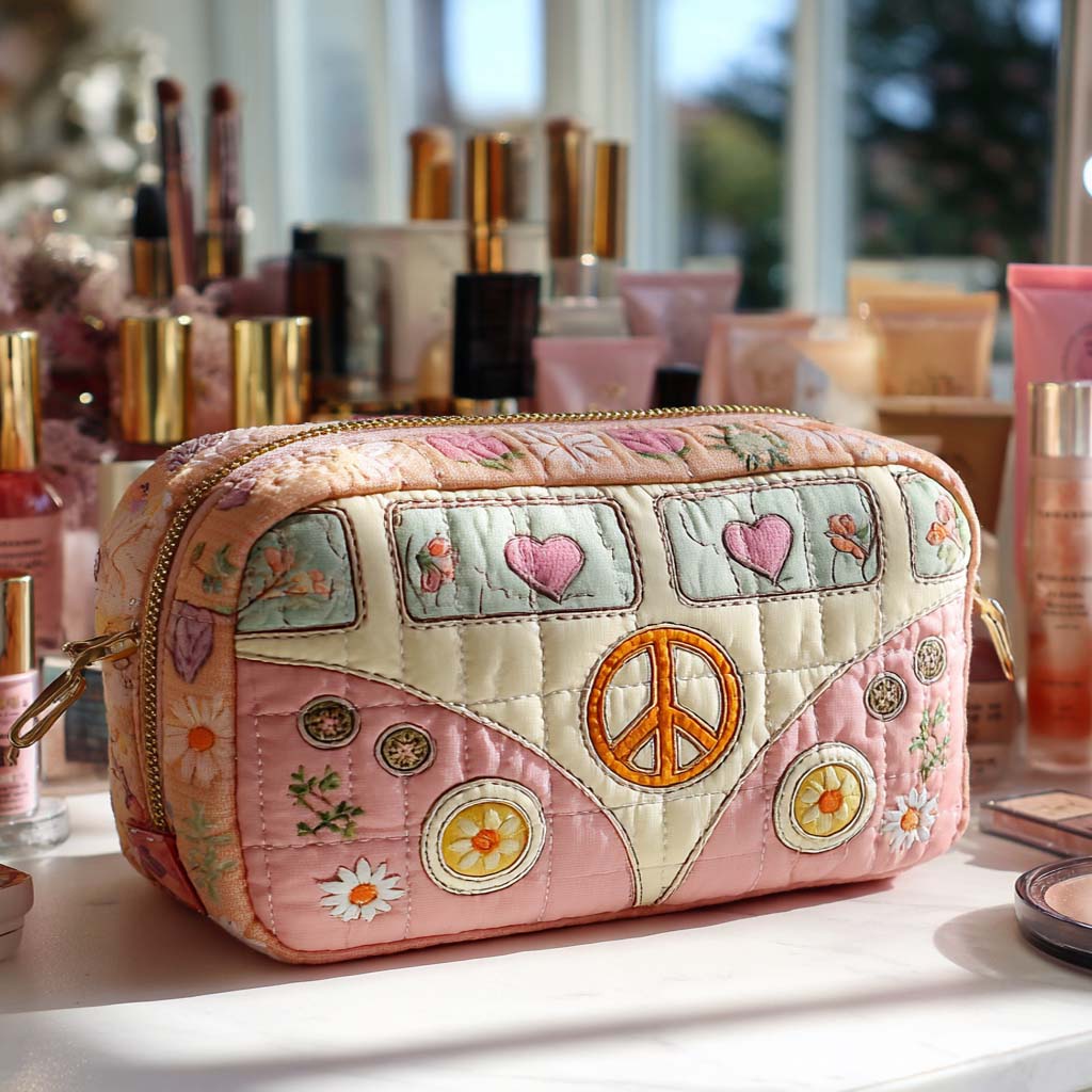 Inez - Quilted Cosmetic Organizer Bag Handmade Cosmetic Bags product image