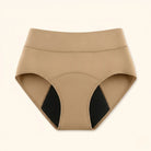 Front view of black Kaelin leak-proof underwear, showcasing its smooth, seamless design on a light background.