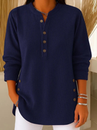 Side profile of the Kiera comfortable shorts, highlighting their relaxed drape and length.
