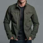 Front view of the Lars rugged thermal jacket in green, showcasing its sturdy fabric and classic design.