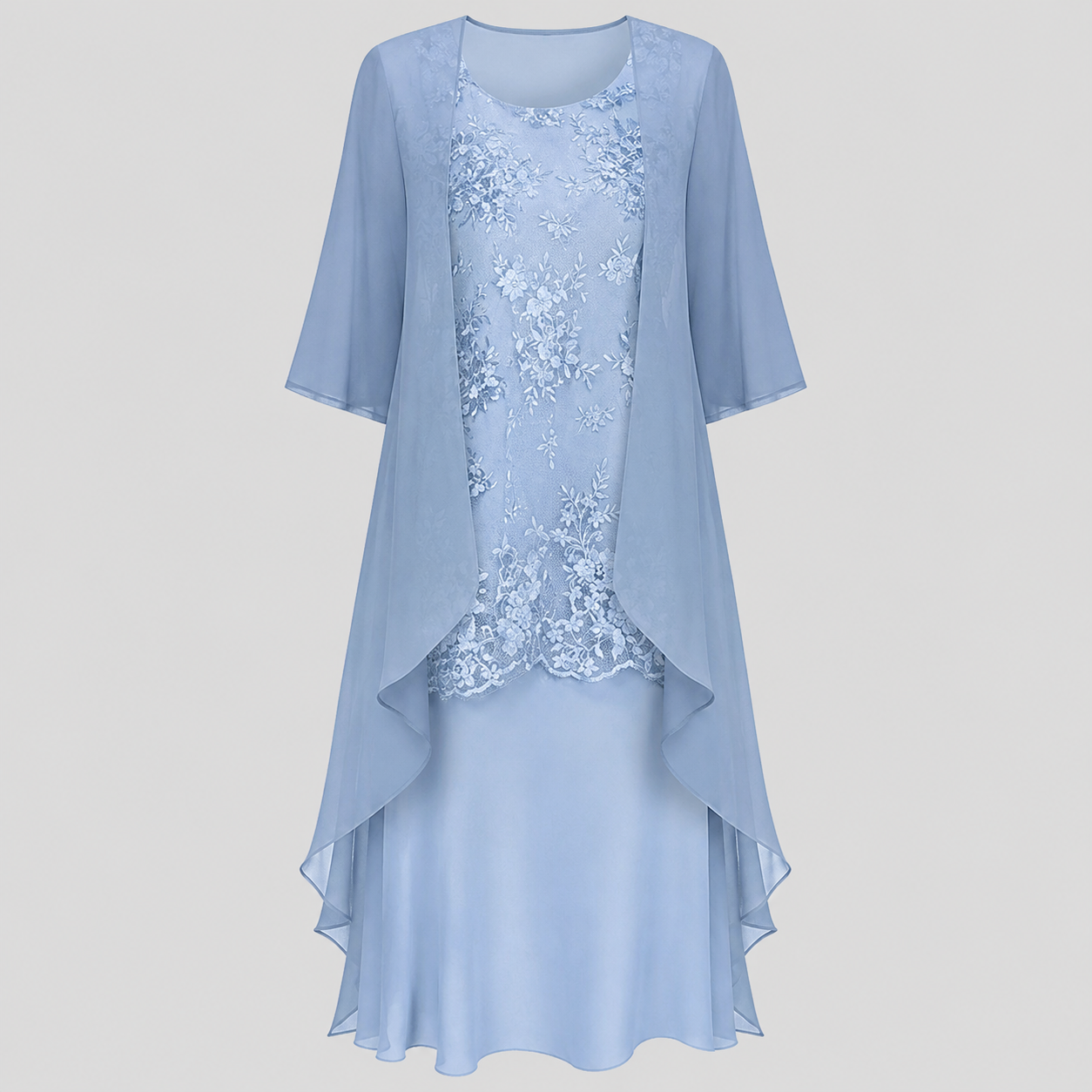 Close-up of the delicate chiffon material of the Noelle dress, highlighting its soft texture and drape.