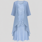 Close-up of the delicate chiffon material of the Noelle dress, highlighting its soft texture and drape.