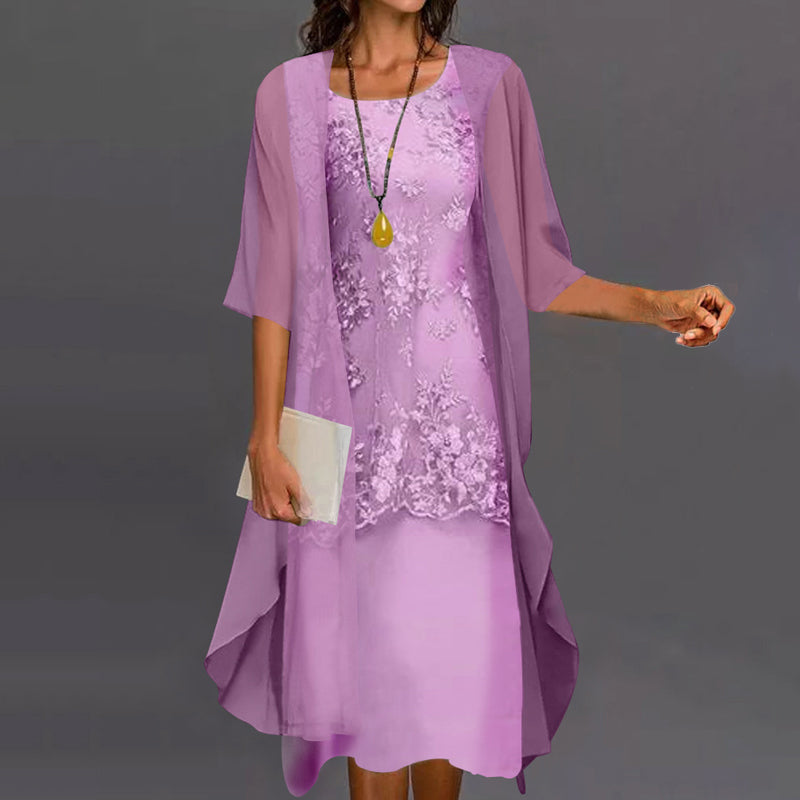 Lifestyle image of the Noelle two-piece dress in a celebratory setting, demonstrating its occasion wear suitability.