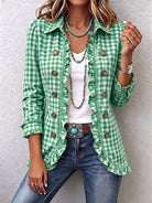 Henrietta | Gingham Ruffle Button-Up Jacket