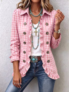 Henrietta | Gingham Ruffle Button-Up Jacket