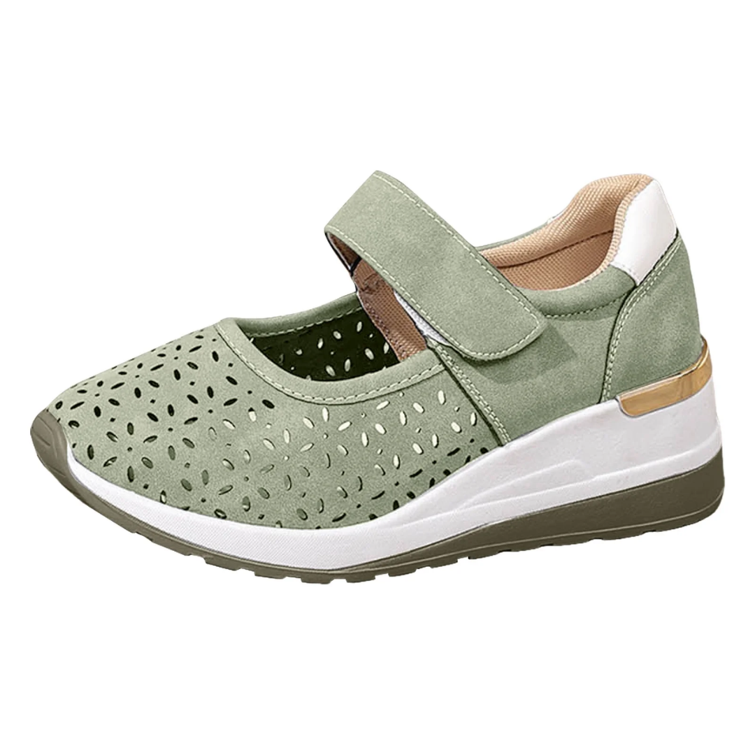 Front view of a pair of Soraya comfort arch support sandals in a neutral color on a light background.